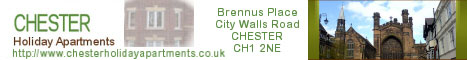 http://www.chesterholidayapartments.co.uk WELCOME TO HOLIDAYING IN CHESTER. CHESTER HOLIDAY AND BUSINESS APARTMENTS - BRENNUS PLACE. Brennus Place City Walls Road CHESTER CH1 2NE